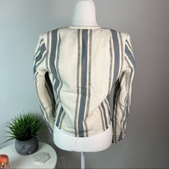 Ulla Johnson Womens paneled striped raw hem open blazer size 4 - Picture 7 of 10